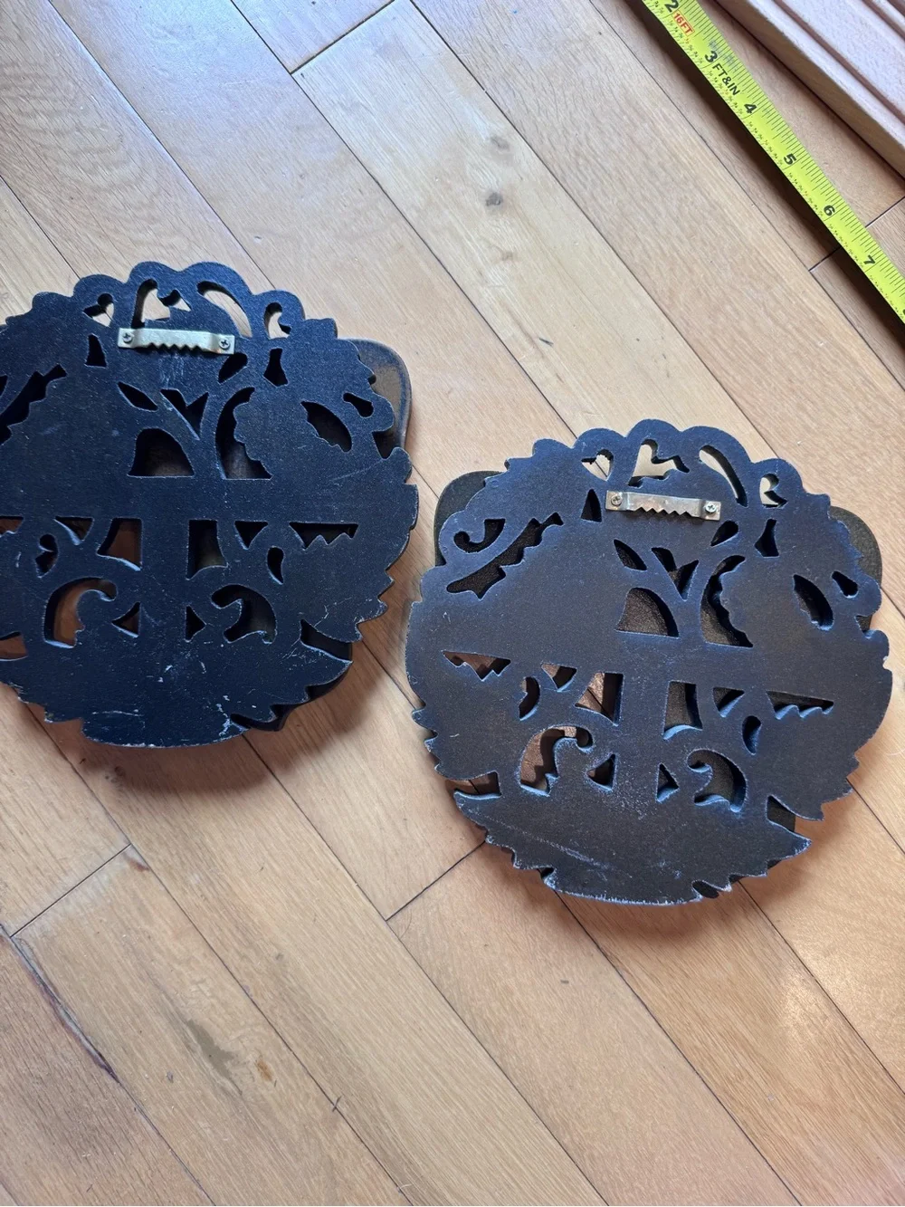 Vintage Set of 2 Carved Wood Grapevine Wall Shelves for Plants/Candles/Figurines